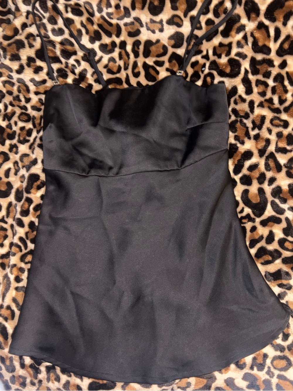 Black Satin Spaghetti-Strap Shirt